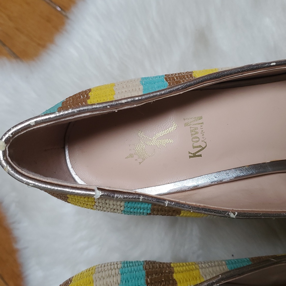Krown Kouture Hand Crafted Shelby Pump Stripe Heels Size 8 - Picture 9 of 9